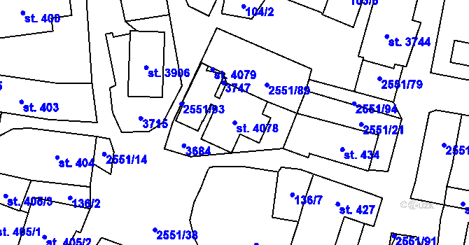 Parcela st. 4078 v KÚ Hlinsko v Čechách, Katastrální mapa