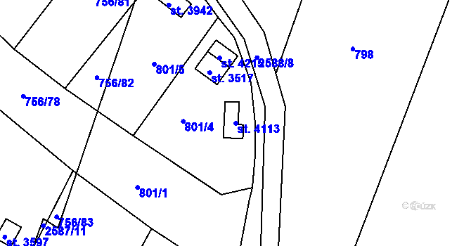 Parcela st. 4113 v KÚ Hlinsko v Čechách, Katastrální mapa