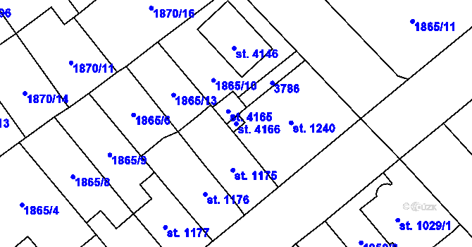 Parcela st. 4166 v KÚ Hlinsko v Čechách, Katastrální mapa