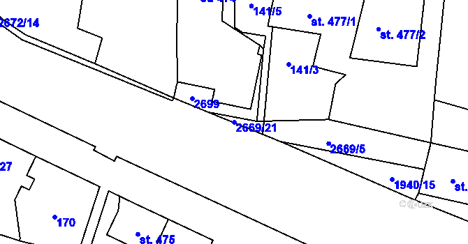 Parcela st. 2669/21 v KÚ Hlinsko v Čechách, Katastrální mapa