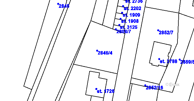 Parcela st. 2846/4 v KÚ Hlinsko v Čechách, Katastrální mapa