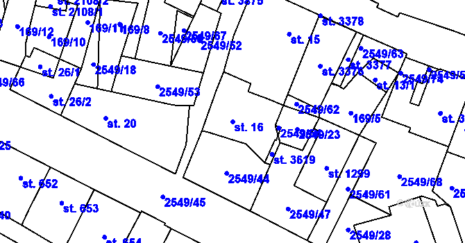 Parcela st. 16 v KÚ Hlinsko v Čechách, Katastrální mapa