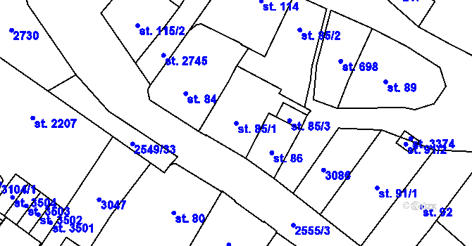 Parcela st. 85/1 v KÚ Hlinsko v Čechách, Katastrální mapa