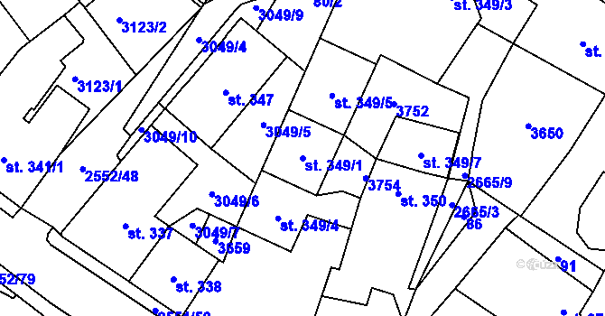 Parcela st. 349/1 v KÚ Hlinsko v Čechách, Katastrální mapa