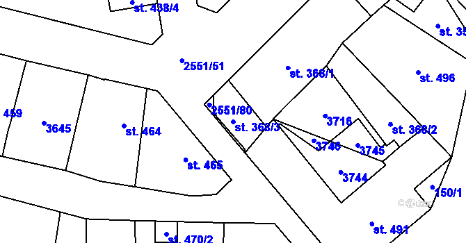 Parcela st. 368/3 v KÚ Hlinsko v Čechách, Katastrální mapa