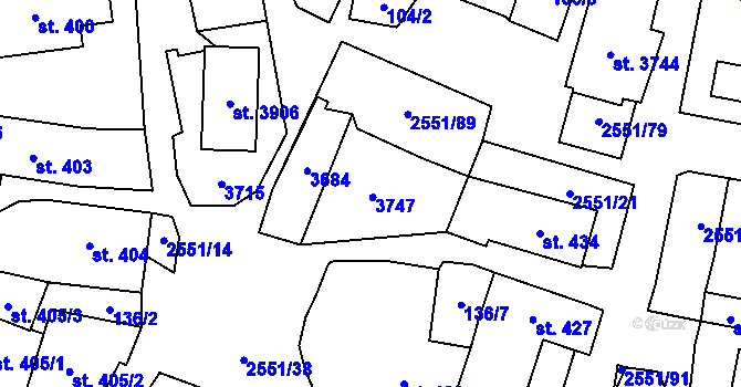 Parcela st. 429 v KÚ Hlinsko v Čechách, Katastrální mapa