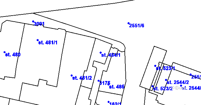 Parcela st. 484/1 v KÚ Hlinsko v Čechách, Katastrální mapa