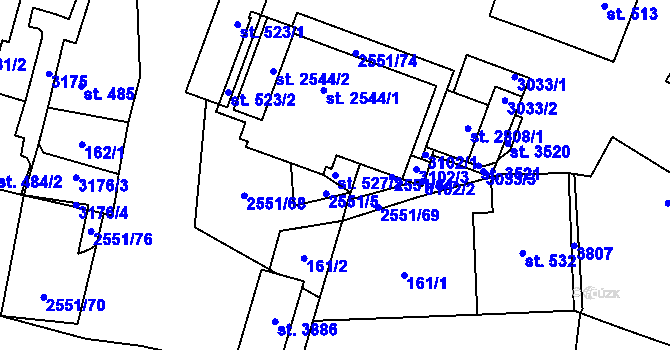 Parcela st. 527/2 v KÚ Hlinsko v Čechách, Katastrální mapa