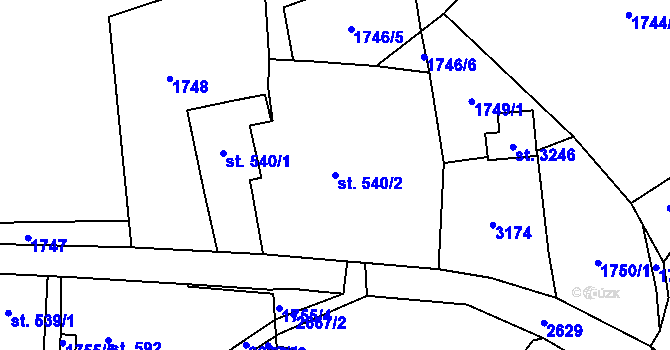 Parcela st. 540/2 v KÚ Hlinsko v Čechách, Katastrální mapa