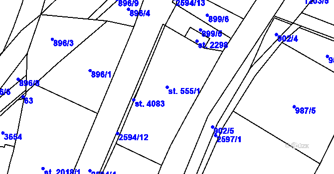Parcela st. 555/1 v KÚ Hlinsko v Čechách, Katastrální mapa