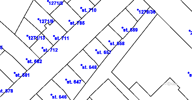 Parcela st. 657 v KÚ Hlinsko v Čechách, Katastrální mapa