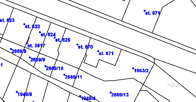 Parcela st. 671 v KÚ Hlinsko v Čechách, Katastrální mapa