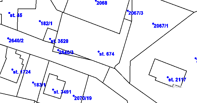 Parcela st. 674 v KÚ Hlinsko v Čechách, Katastrální mapa