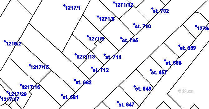 Parcela st. 711 v KÚ Hlinsko v Čechách, Katastrální mapa