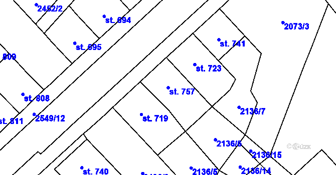 Parcela st. 757 v KÚ Hlinsko v Čechách, Katastrální mapa
