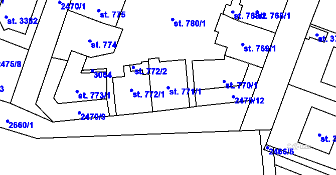 Parcela st. 771/1 v KÚ Hlinsko v Čechách, Katastrální mapa