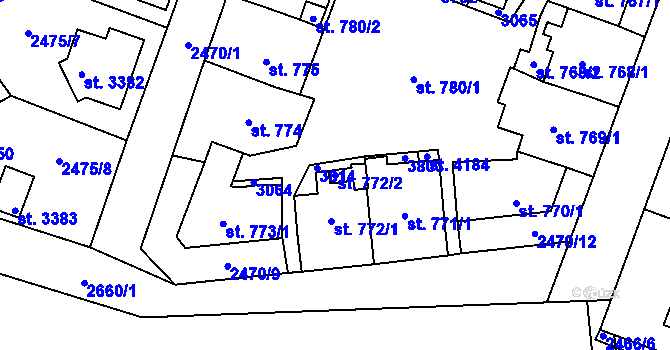 Parcela st. 772/2 v KÚ Hlinsko v Čechách, Katastrální mapa