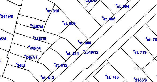 Parcela st. 808 v KÚ Hlinsko v Čechách, Katastrální mapa