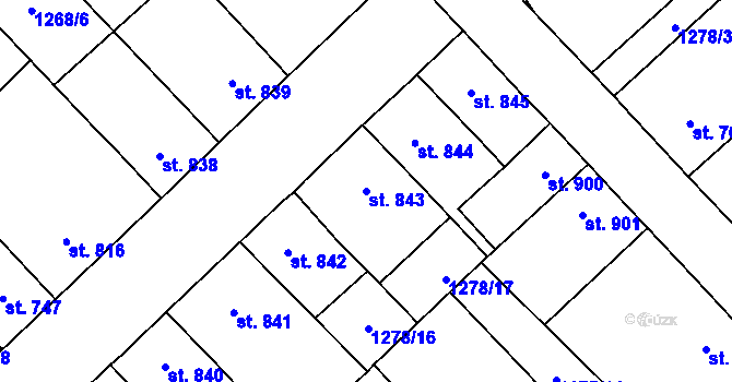Parcela st. 843 v KÚ Hlinsko v Čechách, Katastrální mapa