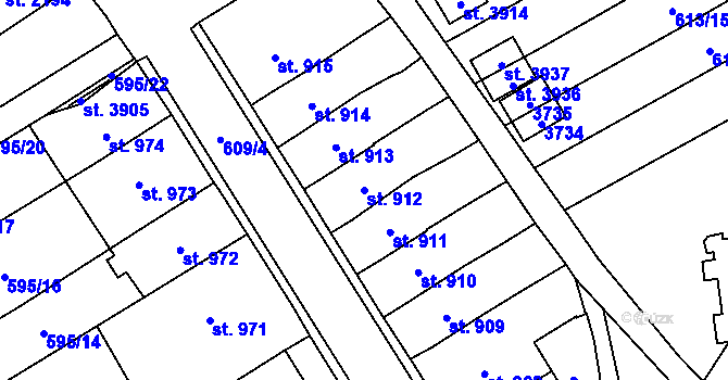 Parcela st. 912 v KÚ Hlinsko v Čechách, Katastrální mapa