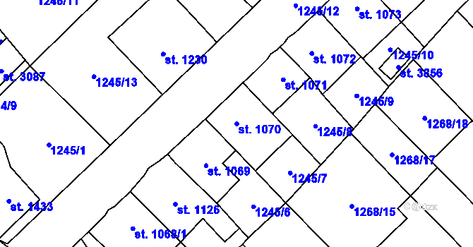 Parcela st. 1070 v KÚ Hlinsko v Čechách, Katastrální mapa