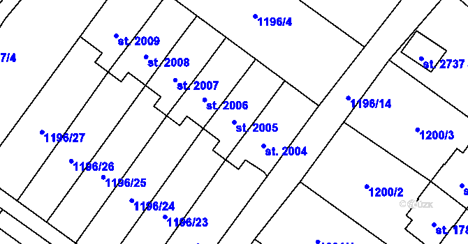 Parcela st. 2005 v KÚ Hlinsko v Čechách, Katastrální mapa