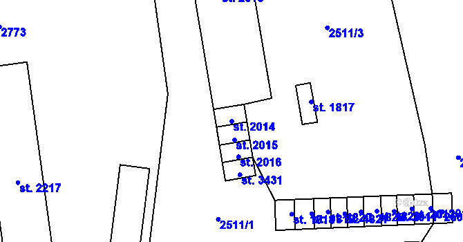 Parcela st. 2014 v KÚ Hlinsko v Čechách, Katastrální mapa