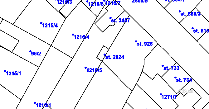 Parcela st. 2024 v KÚ Hlinsko v Čechách, Katastrální mapa
