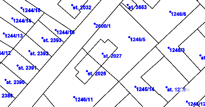 Parcela st. 2027 v KÚ Hlinsko v Čechách, Katastrální mapa