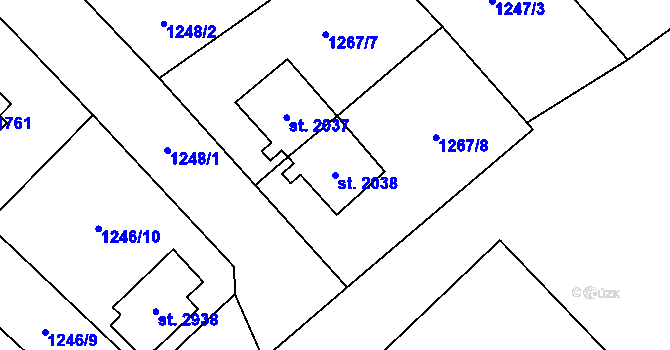 Parcela st. 2038 v KÚ Hlinsko v Čechách, Katastrální mapa