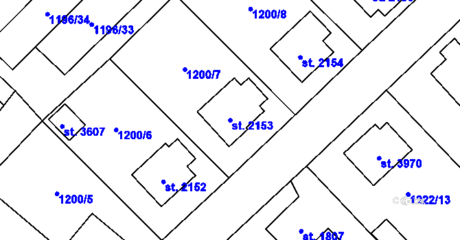 Parcela st. 2153 v KÚ Hlinsko v Čechách, Katastrální mapa
