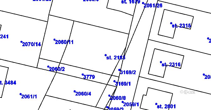 Parcela st. 2183 v KÚ Hlinsko v Čechách, Katastrální mapa