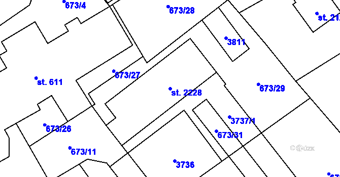Parcela st. 2228 v KÚ Hlinsko v Čechách, Katastrální mapa