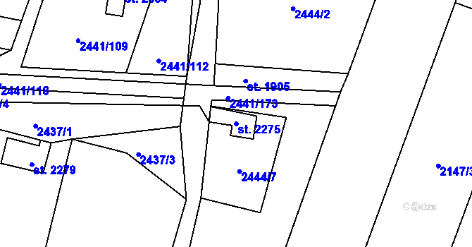 Parcela st. 2275 v KÚ Hlinsko v Čechách, Katastrální mapa