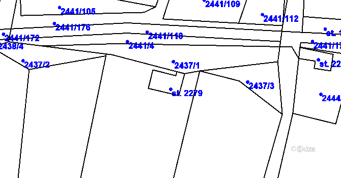 Parcela st. 2279 v KÚ Hlinsko v Čechách, Katastrální mapa