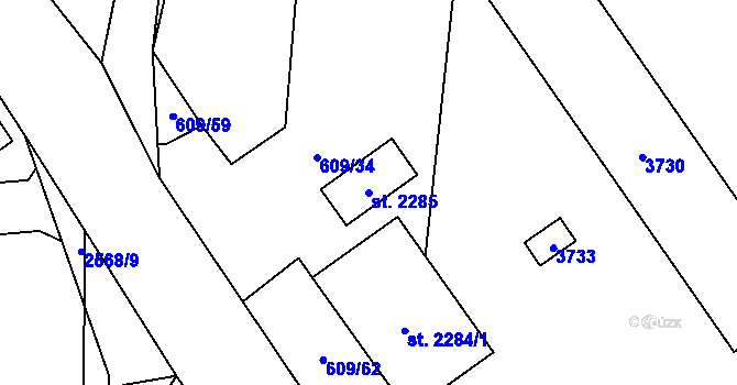 Parcela st. 2285 v KÚ Hlinsko v Čechách, Katastrální mapa