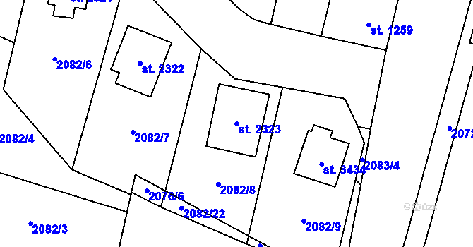 Parcela st. 2323 v KÚ Hlinsko v Čechách, Katastrální mapa
