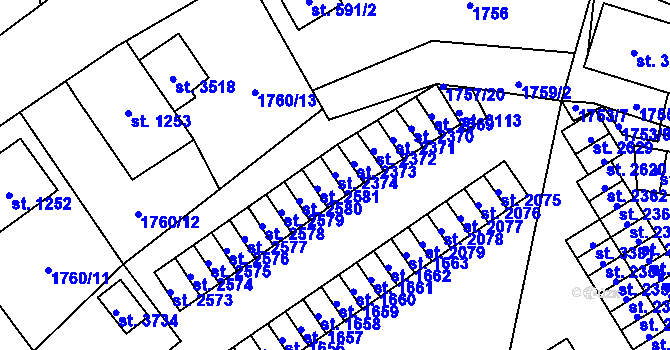 Parcela st. 2374 v KÚ Hlinsko v Čechách, Katastrální mapa