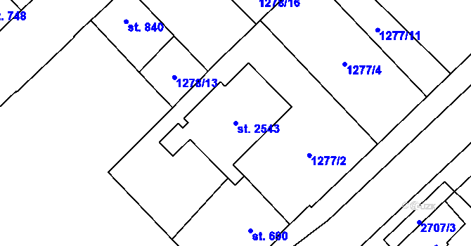 Parcela st. 2543 v KÚ Hlinsko v Čechách, Katastrální mapa