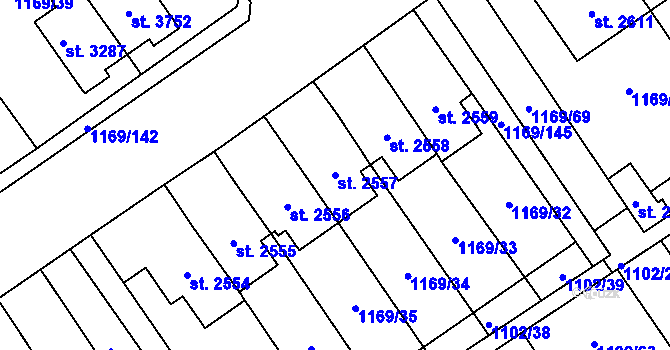 Parcela st. 2557 v KÚ Hlinsko v Čechách, Katastrální mapa