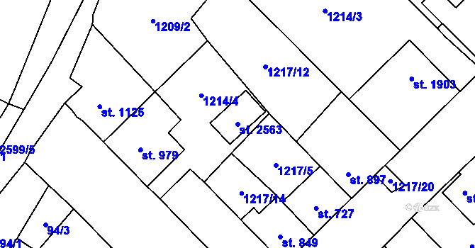 Parcela st. 2563 v KÚ Hlinsko v Čechách, Katastrální mapa