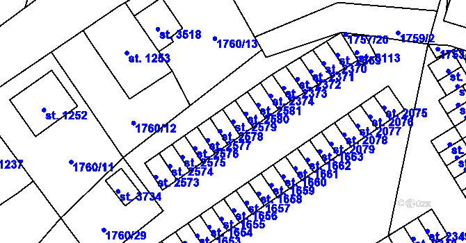 Parcela st. 2579 v KÚ Hlinsko v Čechách, Katastrální mapa