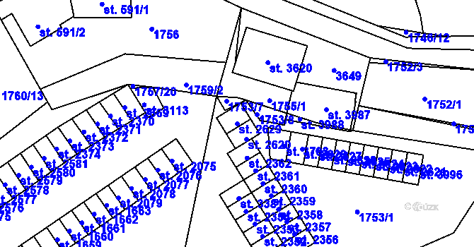 Parcela st. 2629 v KÚ Hlinsko v Čechách, Katastrální mapa