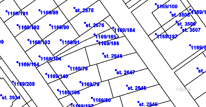 Parcela st. 2648 v KÚ Hlinsko v Čechách, Katastrální mapa