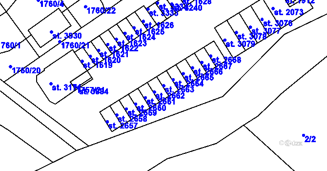 Parcela st. 2663 v KÚ Hlinsko v Čechách, Katastrální mapa