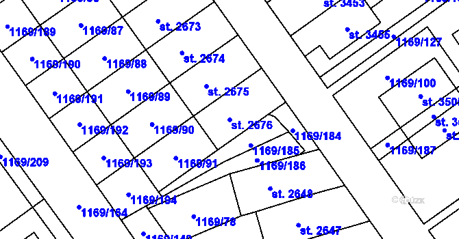 Parcela st. 2676 v KÚ Hlinsko v Čechách, Katastrální mapa