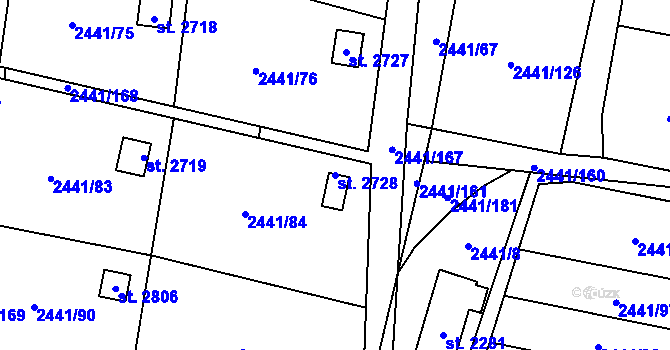 Parcela st. 2728 v KÚ Hlinsko v Čechách, Katastrální mapa