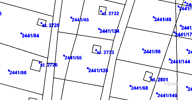 Parcela st. 2733 v KÚ Hlinsko v Čechách, Katastrální mapa