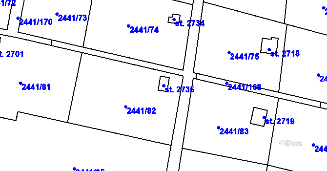 Parcela st. 2735 v KÚ Hlinsko v Čechách, Katastrální mapa