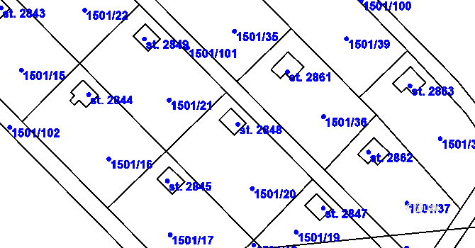 Parcela st. 2848 v KÚ Hlinsko v Čechách, Katastrální mapa